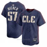 Maglia Baseball Uomo Cleveland Guardians Shane Bieber 2024 City Connect Limited Blu