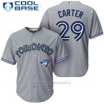 Maglia Baseball Uomo Toronto Blue Jays 29 Joe Carter Grigio Cool Base Majestic Collezione