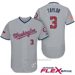 Maglia Baseball Uomo Washington Nationals 2017 Estrellas y Rayas Michael Taylor Grigio Flex Base