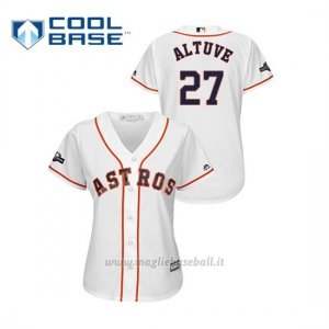 Maglia Baseball Donna Houston Astros 27 Jose Altuve 2019 Postseason Cool Base Bianco