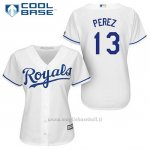 Maglia Baseball Donna Kansas City Royals Salvador Perez 13 Bianco 1ªCool Base