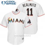 Maglia Baseball Uomo Miami Marlins 11 J.t. Realmuto Bianco2017 Cool Base