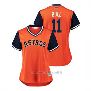 Maglia Baseball Donna Houston Astros Evan Gattis 2018 Llws Players Weekend Bull Orange