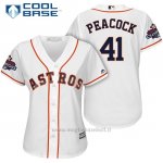 Maglia Baseball Donna Houston Astros 2017 World Series Campione Brad Peacock Bianco Cool Base