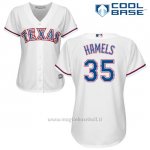 Maglia Baseball Donna Texas Rangers Cole Hamels Bianco Autentico Collezione Cool Base