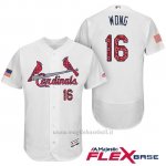 Maglia Baseball Uomo St. Louis Cardinals 2017 Estrellas y Rayas Kolten Wong Bianco Flex Base