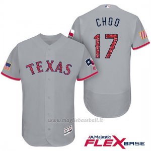 Maglia Baseball Uomo Texas Rangers 2017 Estrellas y Rayas Shin Soo Choo Grigio Flex Base