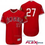 Maglia Baseball Uomo Los Angeles Angels Mike Trout 27 Scarlet 2017 Allenamento Primaverile Flex Base Giocatore