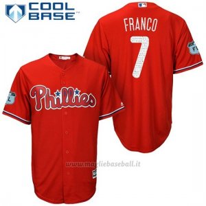 Maglia Baseball Uomo Philadelphia Phillies Maikel Franco Scarlet 2017 Allenamento Primaverile Cool Base Giocatore