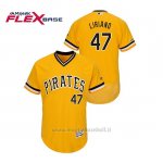 Maglia Baseball Uomo Pittsburgh Pirates Francisco Liriano 150th Aniversario Patch Autentico Flex Base Giallo