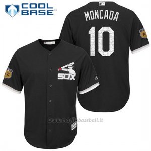 Maglia Baseball Uomo Chicago White Sox Yoan Moncada Nero 2017 Allenamento Primaverile Cool Base