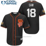 Maglia Baseball Uomo San Francisco Giants Matt Cain San Francisco Nero 2017 Allenamento Primaverile Cool Base Giocatore