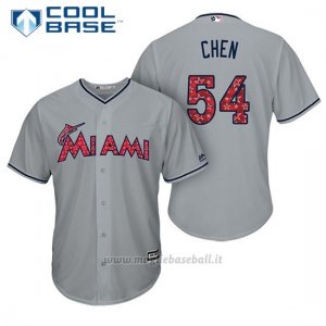Maglia Baseball Uomo Miami Marlins 2017 Estrellas y Rayas Wei Yin Chen Grigio Cool Base