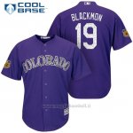 Maglia Baseball Uomo Colorado Rockies Charlie Neromon 19 Viola 2017 Allenamento Primaverile Cool Base Giocatore