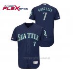 Maglia Baseball Uomo Seattle Mariners Marco Gonzales 150th Aniversario Patch Autentico Flex Base Blu