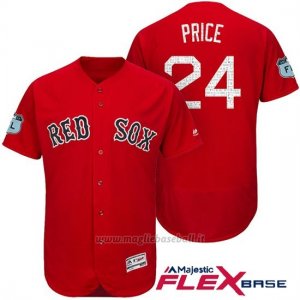 Maglia Baseball Uomo Boston Red Sox 24 David Price Rosso 2017 Allenamento Primaverile Flex Base Giocatore
