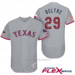 Maglia Baseball Uomo Texas Rangers 2017 Estrellas y Rayas Adrian Beltre Grigio Flex Base