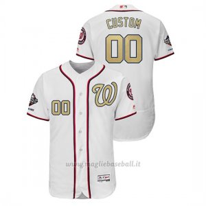 Maglia Baseball Uomo Washington Nationals Personalizzate 2019 Gold Program Flex Base Bianco