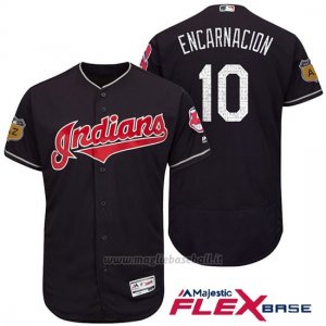 Maglia Baseball Uomo Cleveland Indians Edwin Encarnacion Blu 2017 Allenamento Primaverile Flex Base Giocatore