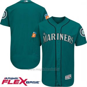 Maglia Baseball Uomo Seattle Mariners Blank Aqua Flex Base Autentico Collezione Allenamento Primaverile