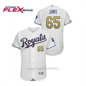 Maglia Baseball Uomo Kansas City Royals Jakob Junis 150th Aniversario Patch Flex Base Bianco2