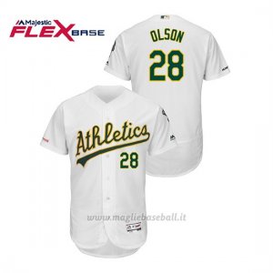 Maglia Baseball Uomo Oakland Athletics Matt Olson 150th Aniversario Patch Autentico Flex Base Bianco