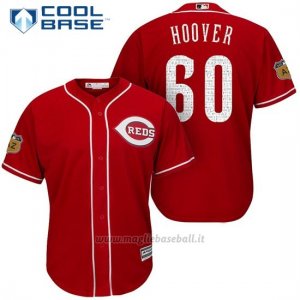 Maglia Baseball Uomo Cincinnati Reds J.j. Hoover 60 Scarlet 2017 Allenamento Primaverile Cool Base Giocatore
