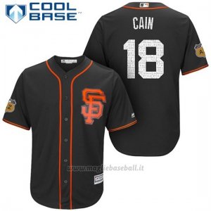 Maglia Baseball Uomo San Francisco Giants Matt Cain San Francisco Nero 2017 Allenamento Primaverile Cool Base Giocatore