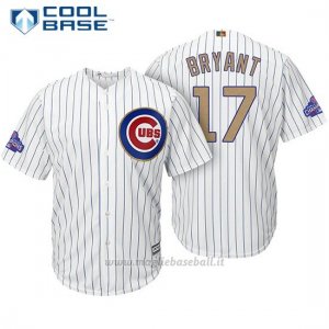 Maglia Baseball Uomo Chicago Cubs 17 Kris Bryant Bianco Or Program Cool Base