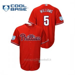 Maglia Baseball Uomo Philadelphia Phillies Nick Williams 2019 Entrenamiento De Primavera Cool Base Rosso
