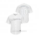 Maglia Baseball Hombre Milwaukee Brewers 10 Yasmani Grandal 2019 Players Weekend Replica Bianco