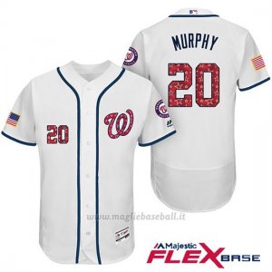 Maglia Baseball Uomo Washington Nationals 2017 Estrellas y Rayas Daniel Murphy Bianco Flex Base