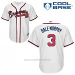 Maglia Baseball Uomo Atlanta Braves 3 Dale Murphy Bianco 1ªCool Base