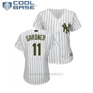 Maglia Baseball Donna New York Yankees Brett Gardner 2018 Dia de los Caidos Cool Base Bianco