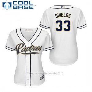 Maglia Baseball Donna San Diego Padres James Shields 33 Bianco 1ªCool Base