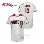 Maglia Baseball Uomo Arizona Diamondbacks Nick Ahmed 150th Aniversario Patch Autentico Flex Base Bianco Rosso