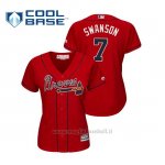 Maglia Baseball Donna Atlanta Braves Dansby Swanson Cool Base Majestic Alternato 2019 Rosso