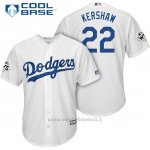 Maglia Baseball Uomo Los Angeles Dodgers 2017 World Series Clayton Kershaw Bianco Cool Base