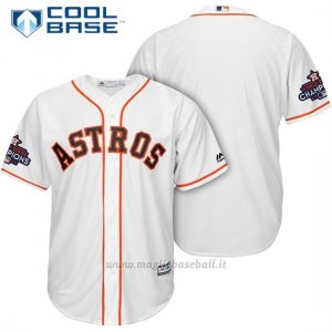 Maglia Baseball Uomo Houston Astros 2017 World Series Campione Bianco Cool Base