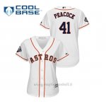 Maglia Baseball Donna Houston Astros 41 Brad Peacock 2019 World Series Bound Cool Base Bianco