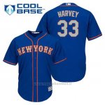 Maglia Baseball Uomo New York Mets Matt Harvey 33 Blu Alterner 1ªCool Base