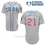 Maglia Baseball Uomo Chicago Cubs 21 Sammy Sosa Grigio Alterner Cool Base