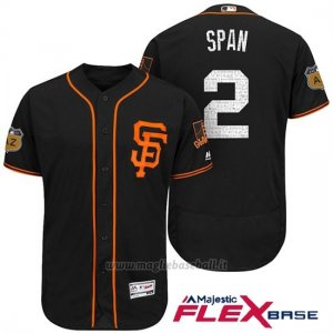 Maglia Baseball Uomo San Francisco Giants Denard Span San Francisco Nero 2017 Allenamento Primaverile Flex Base Giocatore