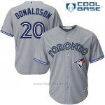 Maglia Baseball Uomo Toronto Blue Jays 20 Josh Donaldson Grigio Cool Base Majestic Collezione