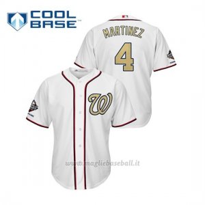 Maglia Baseball Uomo Washington Nationals 4 Dave Martinez 2019 Gold Program Cool Base Bianco