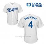 Maglia Baseball Uomo Los Angeles Dodgers Babe Herman 4 Bianco 1ªCool Base