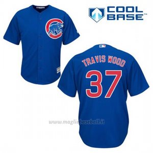 Maglia Baseball Uomo Chicago Cubs 37 Travis Wood Blu Alterner Cool Base
