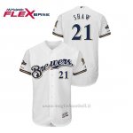 Maglia Baseball Uomo Milwaukee Brewers 21 Travis Shaw 2019 Postseason Flex Base Bianco