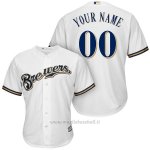 Maglia Baseball Bambino Milwaukee Brewers Personalizzate Bianco