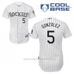 Maglia Baseball Uomo Colorado Rockies Carlos Gonzalez 5 Bianco 1ªCool Base